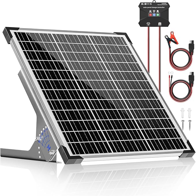 Voltset 50W Solar Panel Kit, 12V Solar Battery Trickle Charger Maintainer + 10A MPPT Charge Controller + Adjustable Mount Bracket,Waterproof Solar Panel Battery Charger for Car Boat Marine RV Roof