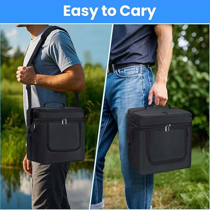 Carrying Bag Compatible with ECOFLOW River 2 Pro, Power Storage Bag with Adjustable Shoulder Strap, Soft Generator Cover with Side Zipper,28 * 27 * 23CM (Black, For River 2 Pro)