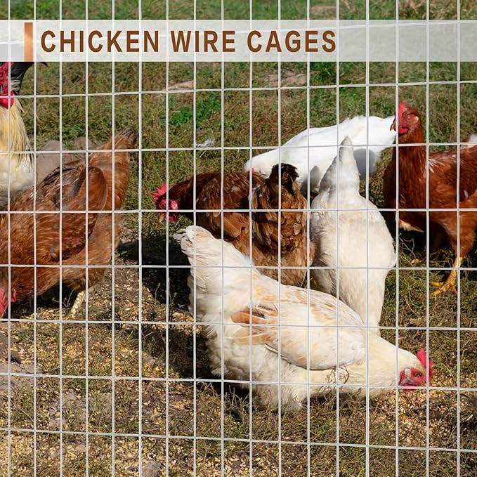 Tongmo 5 ft x 100 ft Galvanized Welded Chicken Wire Fence, 16GA Garden Chicken Wire Fence Roll, Mesh Size 2" x 4"Hardware Cloth, Ideal for Yard Protection and Poultry Netting