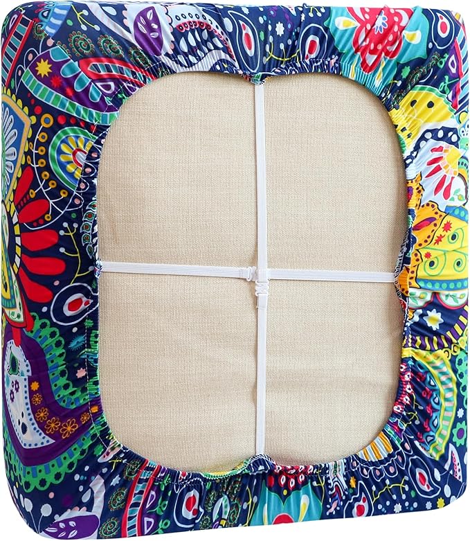 FORCHEER Waterproof Patio Cushion Covers, Boho Printed Stretch Outdoor Cushion Covers for Patio Furniture, Wicker Rattan Sofa Covers Set of 2