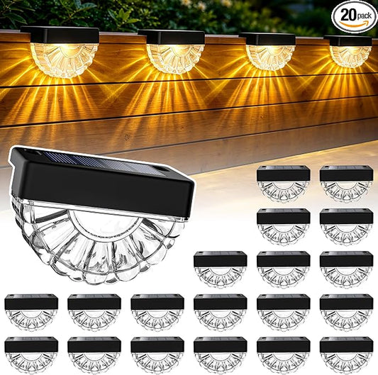 SOLPEX Solar Deck Lights Outdoor (20 Pack), Solar Step Lights Outdoor Waterproof Led Dusk to Dawn Stair Light for Outside Patio, Garden, Pool, Railing, Fence, Yard, Balcony and Porch