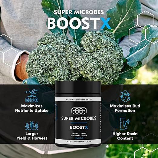 BoostX Bloom Booster & Grow Fertilizer | 16-Strain Mycorrhizae, Trichoderma & Beneficial Bacteria | Maximizes Bud, Flower & Harvest Yields | Soil & Hydroponic Nutrient Supplement | 150g