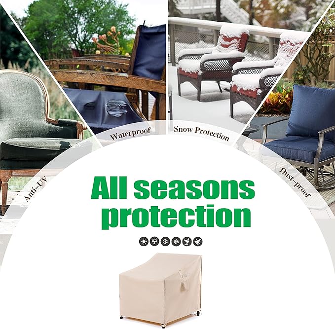 F&J Outdoors Waterproof UV Resistant Patio Deep Seat Lounge Chair Dining Chair Cover, 35" W x 39" D x 36" H