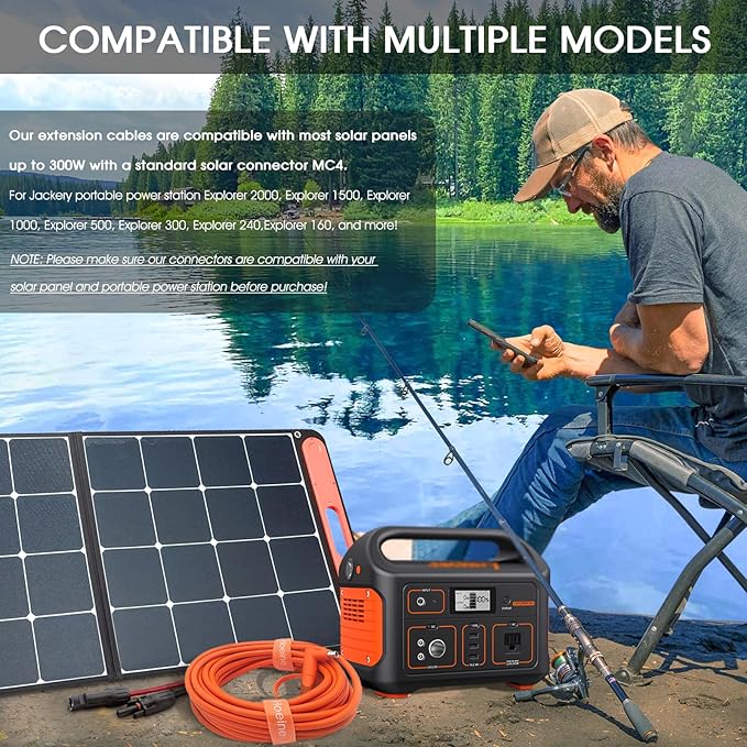 40FT MC4 to 8mm Adapter Cable for Jackery | Universal Solar Panel Connector and DC8020/7909 Compatible with BLUETTI, Yeti, Anker, Jackery Portable Power Station for Camping, RV, Emergency Use