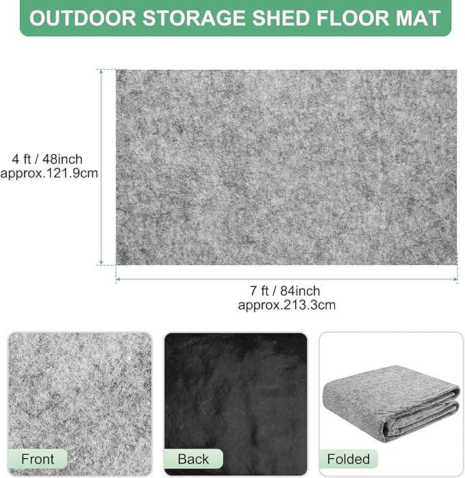 M METERXITY Outdoor Storage Shed Mat, 4x7 FT Waterproof Small Shed Flooring Mat for Patio Furniture Floor Protecting from Wear/Liquid/Dust/Oil, Non-Slip Carport Pad [Grey White]
