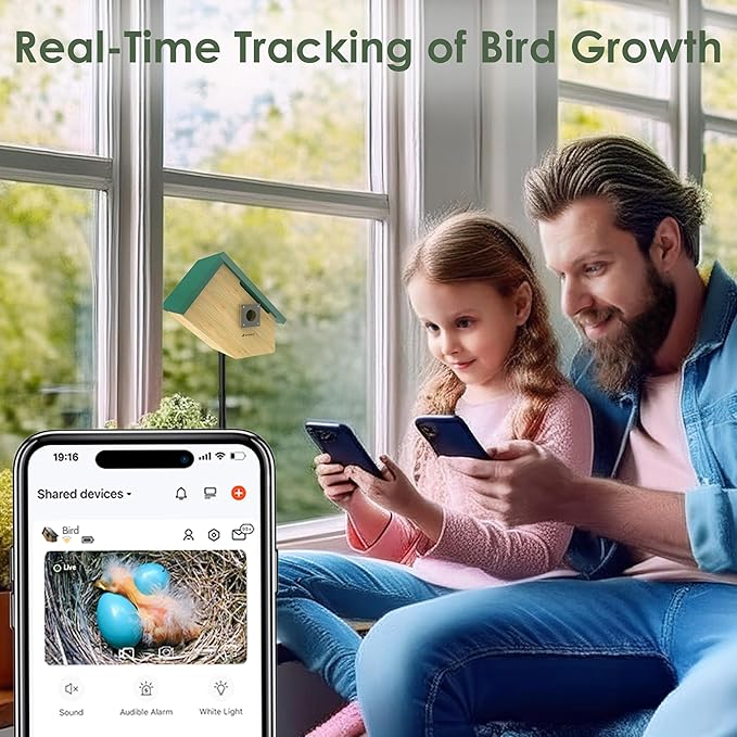Birdkiss Smart Bird Houses for Outside Solar Powered, 1080P HD Live View Birdhouse with Camera, Perfect Viewing Bird Nesting and Hatching, Ideal Outdoors Bird House for Blue Bird and Cardinal (Green)