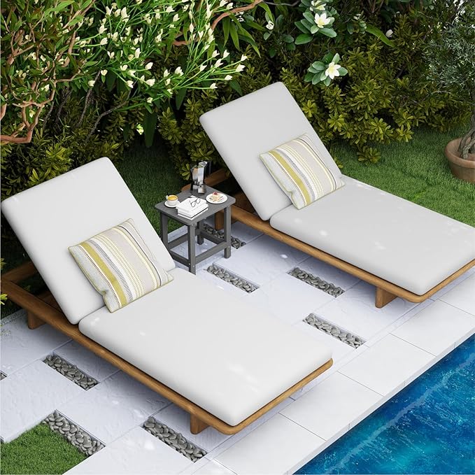 Set of 2 HDPE Outdoor Side Table, Weatherproof Small Outdoor Table for Adirondack, 16.6-Inch Patio Square End Tables for Garden, Backyard, Porch, Deck, Balcony, Poolside (Grey)