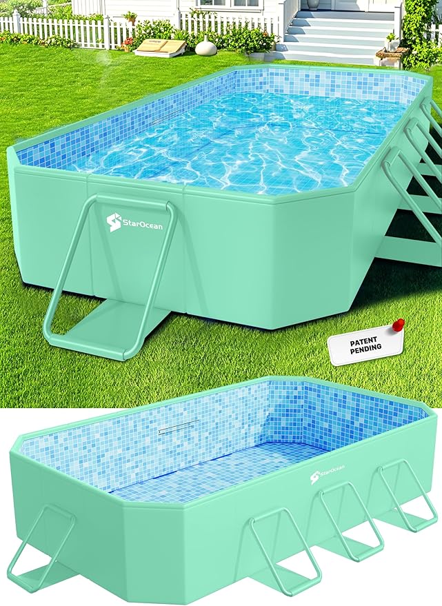 Foldable Pool, Large Non-Inflatable Swimming Pool for Adult Collapsible Pools Hard Plastic Shell, Oversized Thickened,Portable Folding Pools for Backyard 90"x50"x20"-Green