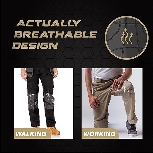 Knee Pad Inserts for Work Pants/Bibs, Uniforms, and Tactical Pants, Breathable Knee Pads Inserts for Construction, Flooring, Gardening and Garage, Black, 11.5''×7.9''×0.45'' 1 Pair