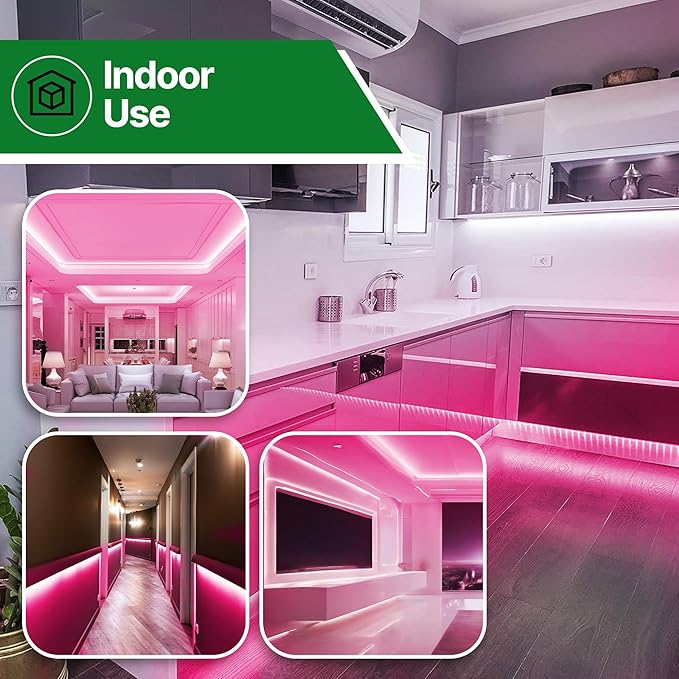 Tupkee LED Rope Light Pink - for Indoor and Outdoor use, 24 Feet (7.3 m) - 10MM Diameter - 144 LED Long Life Bulbs Decorative Rope Tube Lights