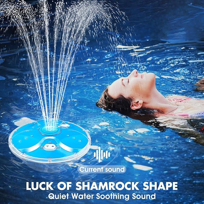 Upgraded Pool Fountain with Remote,2026 Floating Pool Fountain with Lights,Above Ground Pool Water Fountains Pump with Anchor,Swimming Pool Fountains for Inground Pool-1PC(Blue)