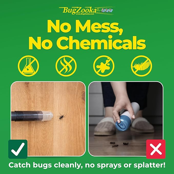 BugZooka - Bug Vacuum for Adults - No Batteries or Toxic Chemicals, Safe Bug Vacuum with Long Nozzle - 1 Pack