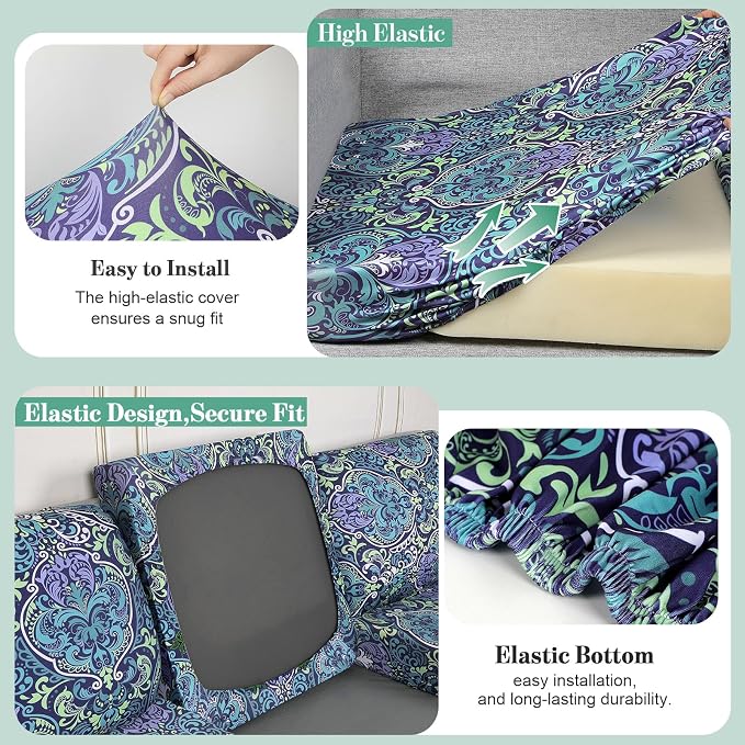 pickyNproud 14Pcs Patio Cushion Covers Stretch Outdoor Couch Cushions Slipcovers Replacement Washable Furniture Protector with Elastic Bottom Sofa Chair Seat Cover, Green