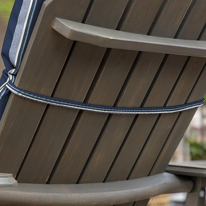 Arden Outdoor Adirondack or Rocking Chair Cushion, 20 x 17, Rain-Proof, Fade Resistant 17 x 20, Sapphire Aurora Blue Stripe