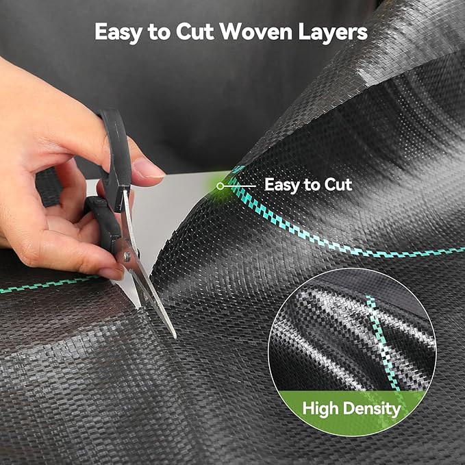iropro 6ftx100ft Weed Barrier Landscape 3.2oz Fabric Heavy Duty, Woven Weed Control Cloth, Woven Geotextile Fabric for Underlayment, Gardening Ground, Commercial Driveway Weed Block Cover Mat