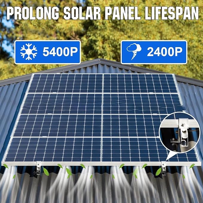 10Pcs L Foot Solar Mount, Aluminum Alloy Photovoltaic Panel Mounting Bracket, Photovoltaic Mount, Waterproof Solar Panel Bracket for Roof PV System