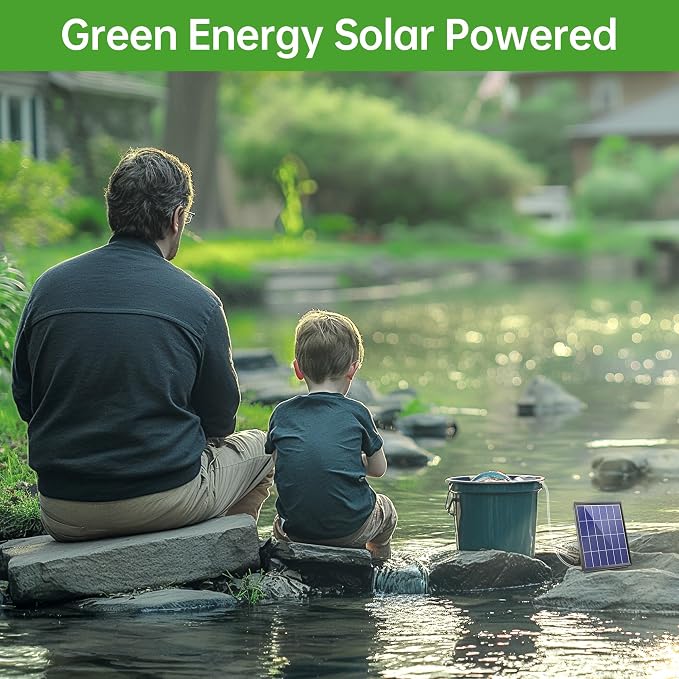 Biling Solar Pond Aerator with Battery Backup, Portable Design Solar Air Pump Pond Bubbler for Outdoor Fish Pond Stock Tank Aquarium
