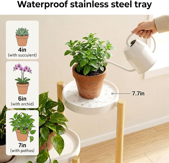 APRTAT Bamboo Plant Stand Indoor, 4 Tier Tall Plant Storage Stand Table Top for Multiple Plants, Window Plant Shelf Table Plant Rack for Balcony Garden Living Room Indoor Outdoor Home (4-Tier-12 Pot)
