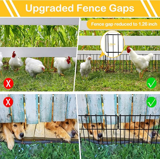 Blingluck Animal Barrier Fence, 30 Pcs Upgrade 1.26 in Gap Decorative Fences No Dig Fence for Rabbits and Dog Ground Defense, Rustproof Metal Wire Garden Edging Border for Outdoor, Yard