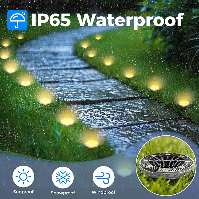 Peasur Mini Solar Ground Lights, 24 Pack Flat Solar Disc Lights Outdoor Waterproof, 2.3 Inch Small Solar Garden Lights Landscape Lighting for Outside Pathway Garden Yard Lawn Walkway,Warm White