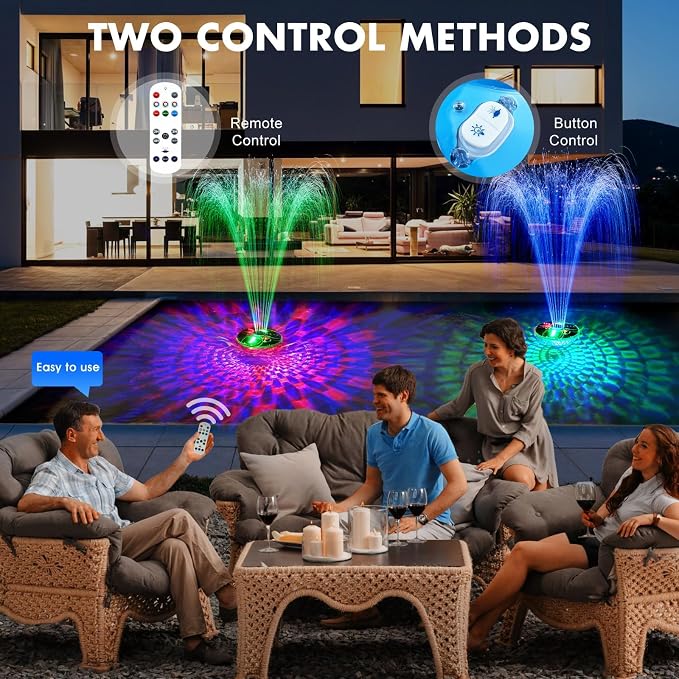 Upgraded Pool Fountain with Remote,2026 Floating Pool Fountain with Lights,Above Ground Pool Water Fountains Pump with Anchor,Swimming Pool Fountains for Inground Pool-1PC (Orange)