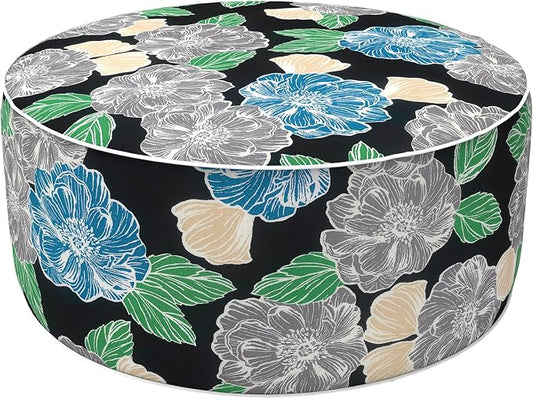 LVTXIII Inflatable Stool Ottoman Footrest with Handle, Decorative Fade-Resistant Foot Stool, Indoor or Outdoor Pouf for Home Garden and Camping Use, 21x21x9, Peony Garden