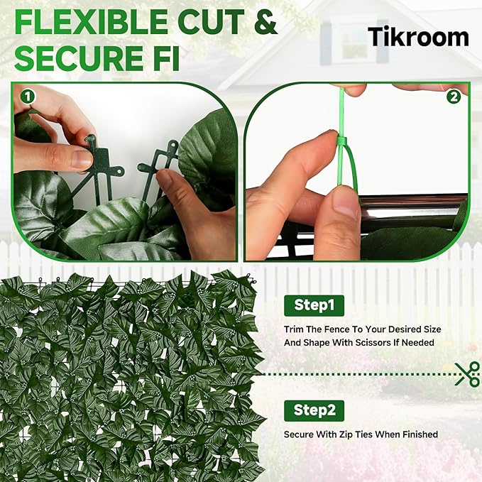 Artificial Ivy Fence Privacy Screen 120x40in UV-Anti Dense Faux Greenery Backdrop Fake Hedges Fence & Faux Ivy Vine Leaf Decoration for Patio Balcony Garden Wall Backyard Indoor Outdoor