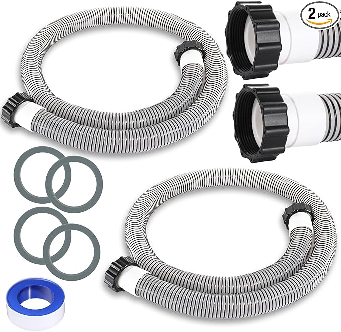 2 Pack 1 1/2 Pool Hose for Above Ground Pools 6ft Long Pool Pump Replacement Filter Hoses 1.5" EVA Swimming Pools Filter Hose for Filters Pumps, Saltwater Systems and Sand filters (Black)