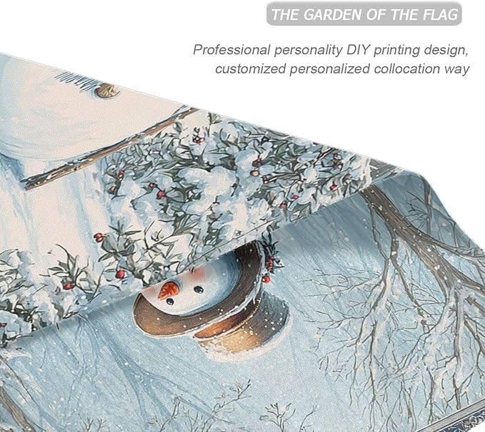 Pfrewn Christmas Winter Garden Flag 12x18 Double Sided Snowman Squirrel Snow Forest Small House Yard Flags Welcome Seasonal Outdoor Indoor Banner for Xmas Holiday Yard Home Decoration
