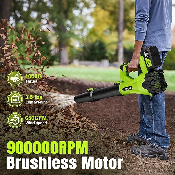 Leaf Blower Cordless,Electric Leaf Blower with 3 Batteries Powered and Fast Charger, Blowers for Lawn Care and Car Dust Snow Cordless Blower,6 Speed Control