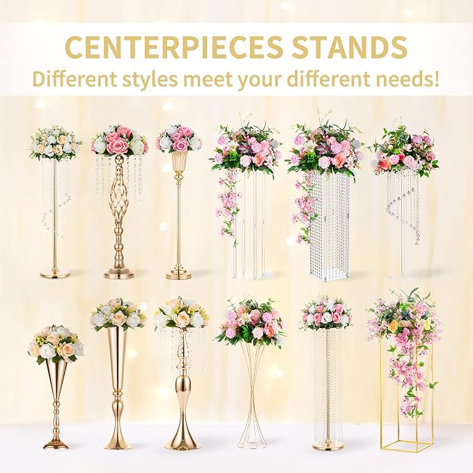 NUPTIO Black Metal Vase for Wedding Centerpieces - 10 Pcs 15.7 inch Tall Rectangular Vases for Tables