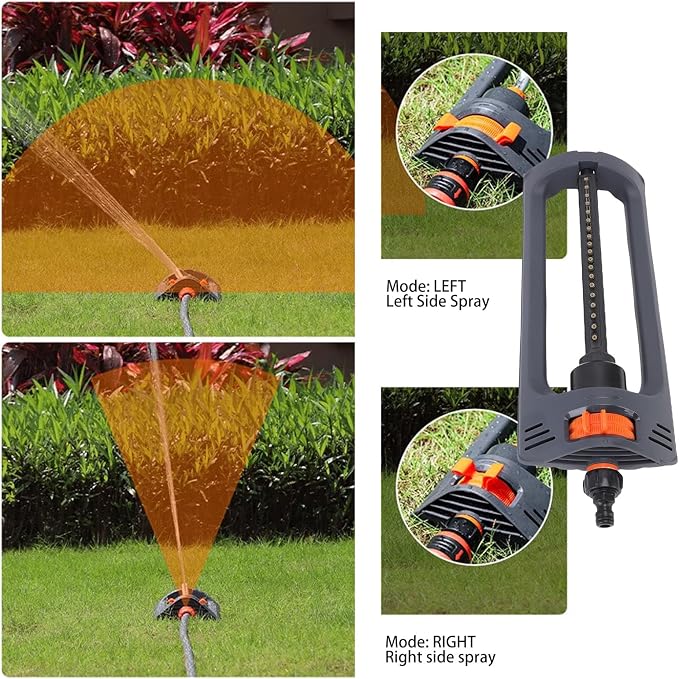 Lawn Sprinkler Heavy Duty Nozzles 4 Spray Modes for Yard, Garden Water Oscillating Sprinkler Covers Up to 4000 Sq Ft with Weighted Base