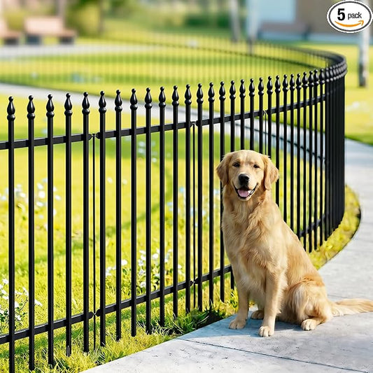 Thealyn Metal Decorative Garden Fence 36" H x 28" W (5 Panels, Total Length 11.6 feet), Metal Border Folding Fence, Landscape Fencing Dog Fence Pet Fence for Flower Bed, Yard, Animal Barrier