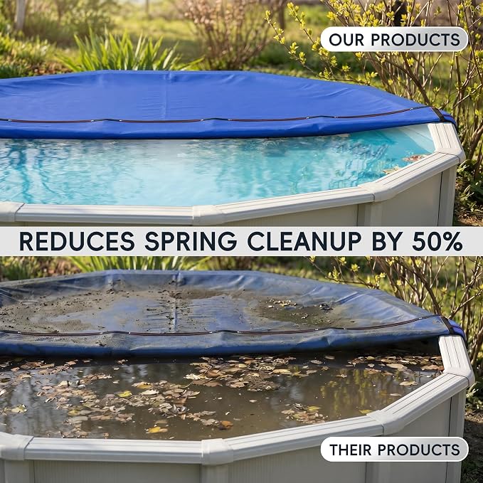 [Ultra-Thick] 18FT Pool Cover for Above Ground Pools, Easy Install Remove | [Upgrade] 195GSM Extra 4FT Overlap 17x17 Mesh, Heavy-Duty Winch, 500D Oxford UV & Tear Resistant,Reinforce Edge