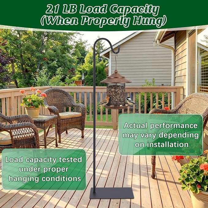 1 Pack Outdoor Bug Zapper Stand, 58 Inch Adjustable Heavy Duty Shepherd's Hook for Mosquito Repellent Lamp, Bird Feeders, Wind Resistant, Easy to Install, Suitable for Patio/Garden/Yard