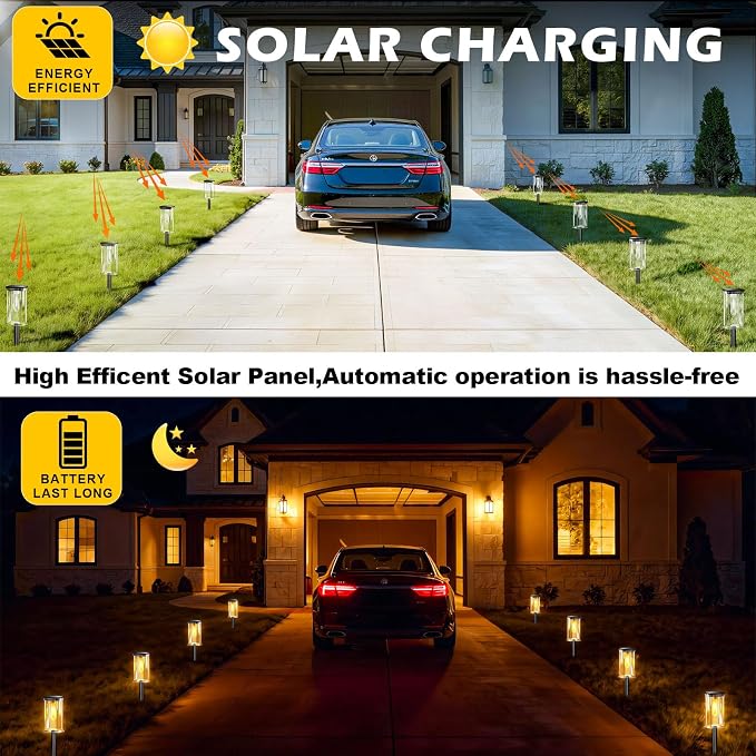 12 Pack Solar Lights Outdoor,Solar Pathway Lights Waterproof GardenLight, Solar Lights Pathways LED Landscape Lighting for Walkway, Driveway, Path, Yard, Patio Decor, Warm White