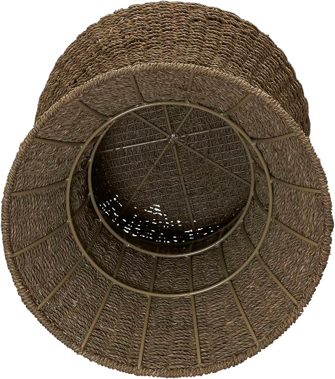 Household Essentials Handwoven Seagrass Wicker Stool with Hourglass Shape, Natural