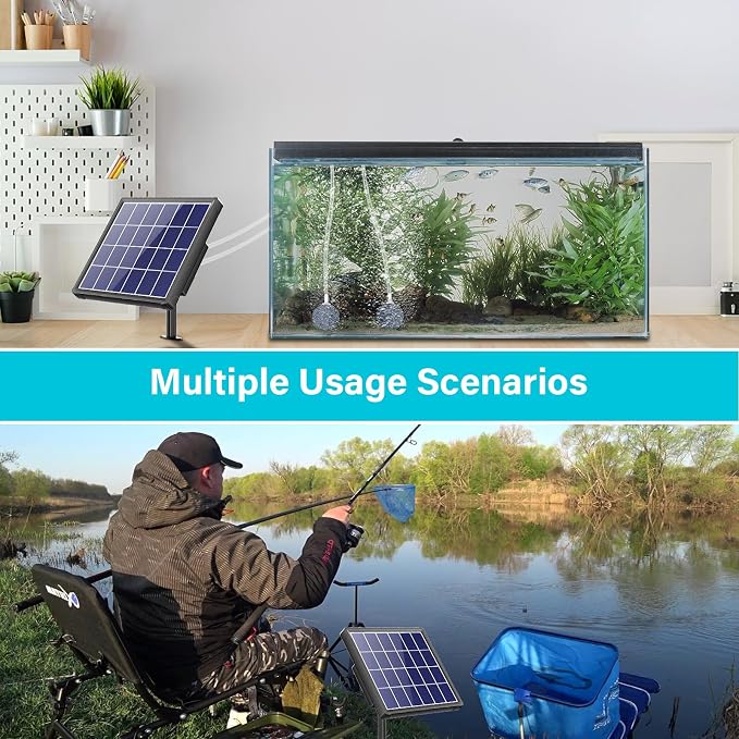 NFESOLAR Solar Pond Aerator, 2 Modes Battery Powered Solar Aerator for Ponds Outdoor, Solar Aquarium Air Pump Pool Aerator for Small Fish Pond Stock Tank Hydroponics Wildlife