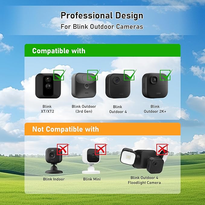 Solar Panel for Blink Camera, Solar Panels for Blink Outdoor 2K+/4(4th Gen)/(3rd Gen) XT3 and XT2/XT, Solar Charger Built-in 2000mAh Rechargeable Battery, Weatherproof Design (Camera Not Included)