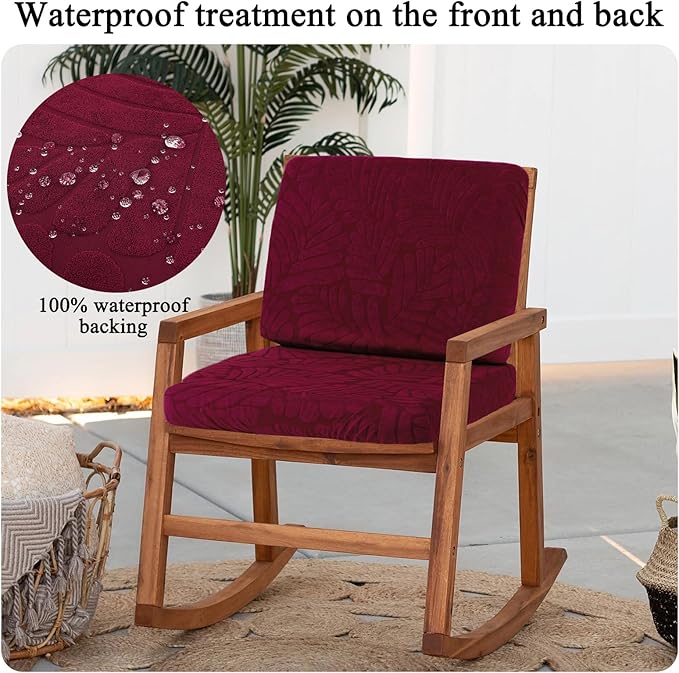 HEBE Stretch Patio Cushion Covers Set 8pcs,Waterproof Outdoor Couch Covers Replacement,Washable Reusable Seat Cushion Slipcovers for Patio Furniture Protector,Chair Cushion Cover