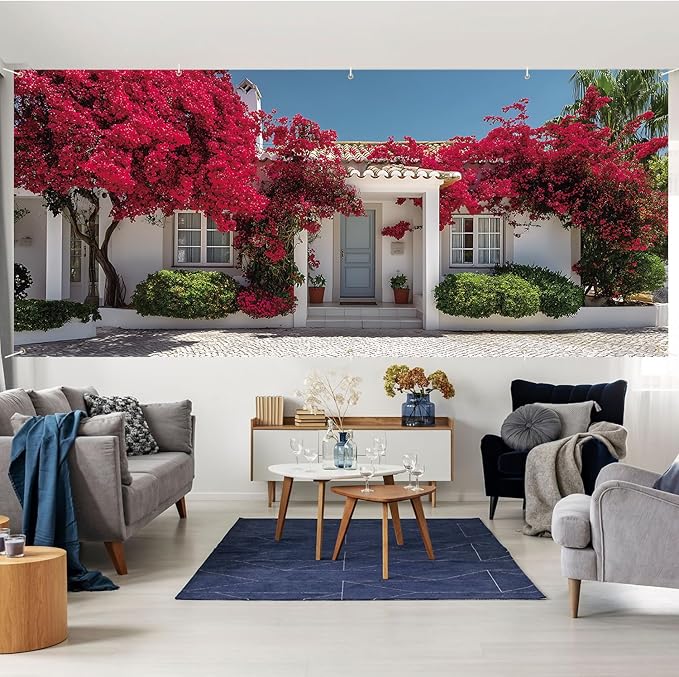 7 * 16FT Summer Garage Door Cover Decorations Sunset Palm Trees Garage Door Banner for Outdoor Indoor Summer Party Photography Backdrop (red, 7 * 16 ft)