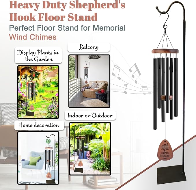 The Wind Chime CO 60" Adjustable Heavy Duty Shepherd's Hook Floor Stand Garden Hook for Outdoor, Hanging Plant, Solar Lights, Lanterns, Bird Feeders and Wedding Decor.