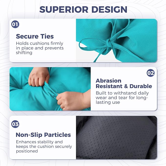 Outdoor Chaise Lounge Cushions 75.1x22.8x4.7 Inch, Waterproof Lounge Chair Cushions for Pool, Patio, Deck, Lawn, Fade Resistant Lounge Cushions for Outdoor Furniture, Teal, Set of 2