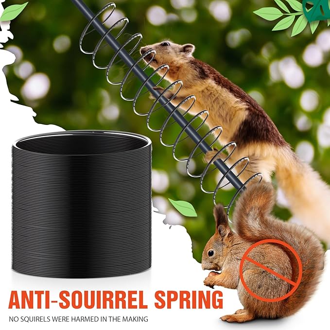 Qualirey 6 Pcs Metal Squirrel Baffle Squirrel Proof Spring for Bird Feeders Spring Coil Guard Protects Hanging Bird Feeders for Outdoor(Black)