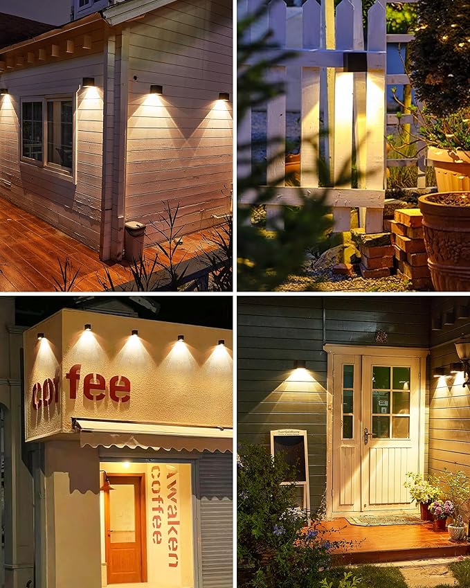 LUHLEE Solar Wall Lights Outdoor, Modern Square Solar Wall Sconce IP65 Waterproof, Solar Outdoor Lights for Patio, Porch, Garden, Backyard, Fence Decor (2 Pack)