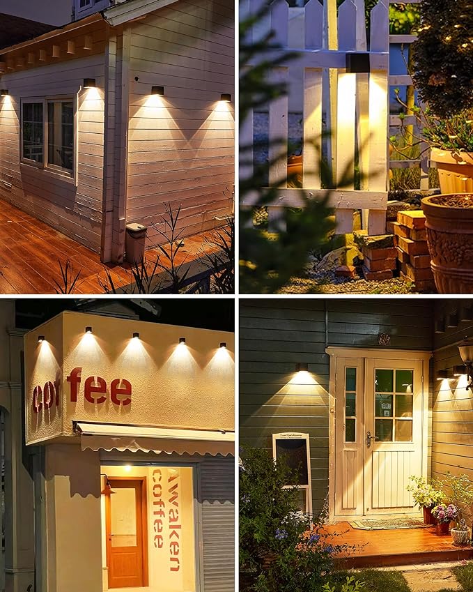 LUHLEE Solar Wall Lights Outdoor,Square Modern Solar Wall Sconce IP65 Waterproof Down Lighting Outdoor Lights for House,Porch,Garden,Yard, Patio,Fence Decor