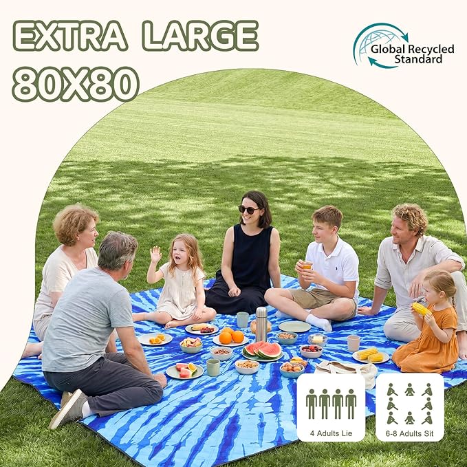 Genovega Waterproof Sandproof Beach Blanket Picnic Outdoor Mat Rug Extra Large Foldable Sand Free Big Giand XL Car Essential Roadtrip Gadget Rv Accessories Gear Must Haves Hiking Items Necessities