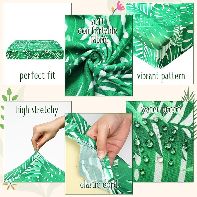 Spiareal 8 Pcs Waterproof Patio Stretch Sofa Cushion Cover, Outdoor Cushion Cover Replacement Include 4 Backrests and 4 Cushions, Sofa Seat Covers Furniture Protector(Monstera)