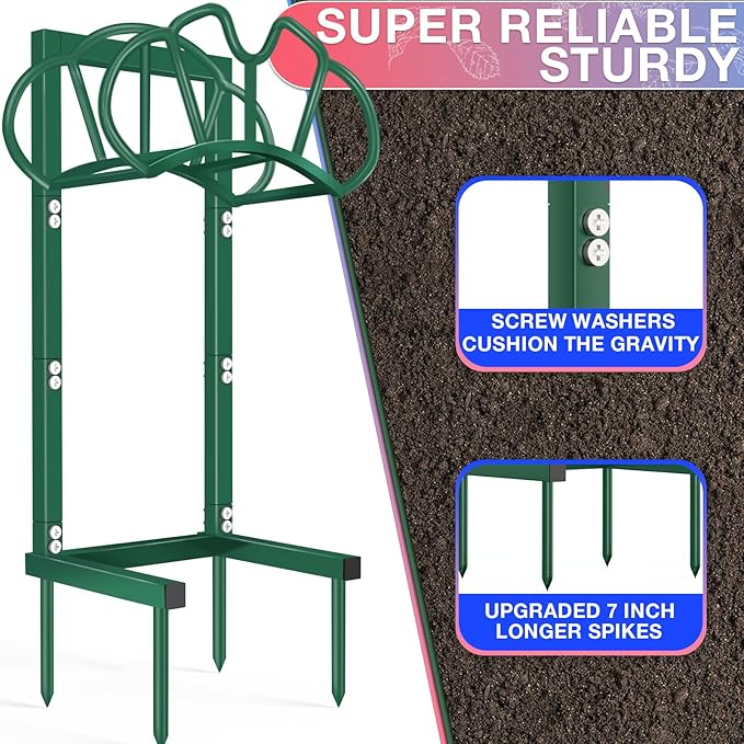Qatsrin New Garden Hose Holder, Super Stable Water Hose Holders Stand Holds 160-Feet Hose, Rustproof Freestanding Hose Storage Hanger Rack for Outside Yard Lawn Farm, Green