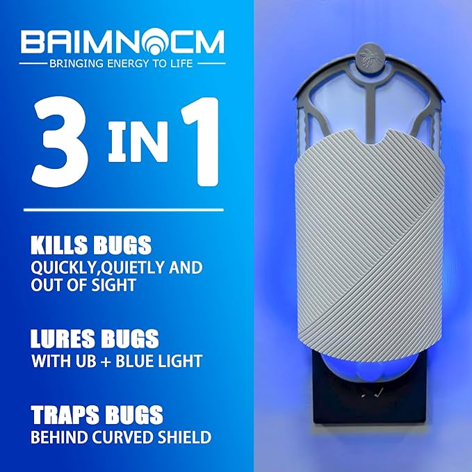 Flying Insect Trap (1 Starter & 3 Refill Cartridges), Plug-in Fly Trap for Home, Kitchen, Living Room – UV Light Indoor Bug Catcher for Gnats, Fruit Flies, Mosquitoes, and Moths